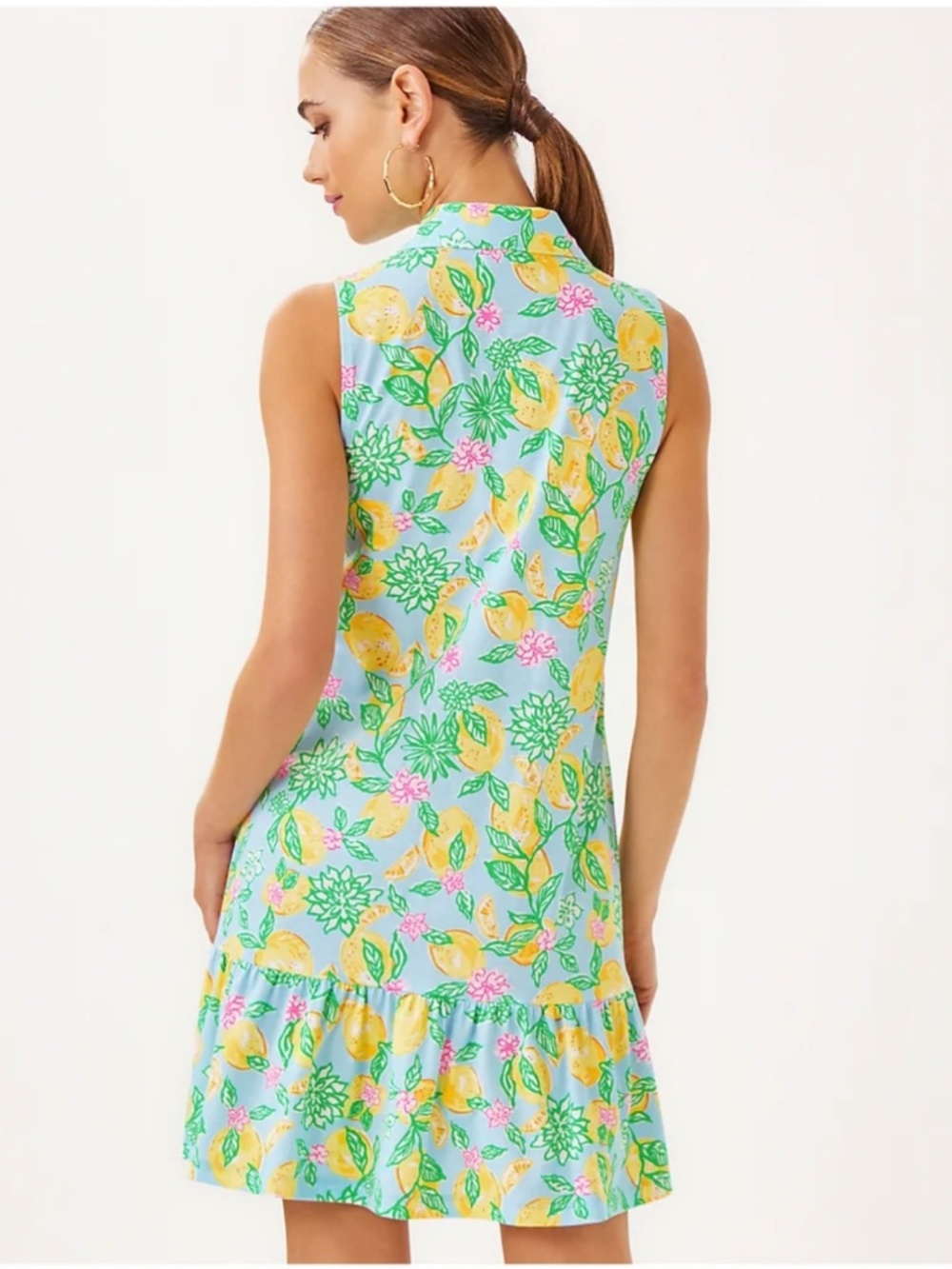 NWT Lilly Pulitzer RIEGAN DRESS, BLUETTE MAKE LEMONADE size:Medium - Picture 2 of 6